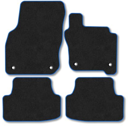 VW Golf (2020+) [Mild-Hybrid] Carpet Car Mats | Blue Edge Trim Tailored Fit Floor Mats Full Coverage Protection Accessories Easy Clean Anti Slip Made in the UK