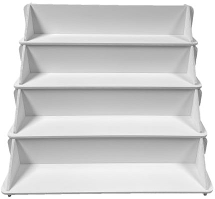 PARTY DECOR White MDF 4 Tier Display Craft Table Stand - Size 500mm x 424mm x 420mm - For Craft Fairs, Market Stall Display Shelf, Shop Display Stands, Makeup Stand, Perfume display shelf