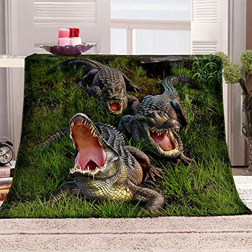 Wohndecke 3D Krokodil Kuscheldecke 130x150Cm Warmer Winter Weich Sherpa Wohndecke Flauschige Couchdecke Für Erwachsene Blanket Sofadecke Decke Für Kinder Jungen Erwachsene