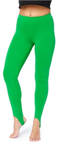 Bellivalini Damen Thermo Leggings Gefüttert mit Fußschlaufe für Winter Warme Apre Ski BLV50-321 (Grün, L)