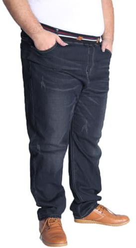 AHMXYG Herren Jeans Übergröße Jeanshose Loose Fit-Jeans Hose Männer Hohe Taille Stretch Straight Jeans Hose Stonewashed Denim Lange Jeanshose Freizeithose