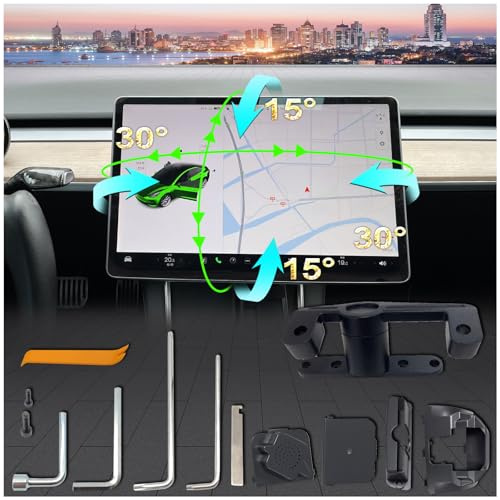 CUSP 2025 Design Screen Tilt Swivel Mount for Tesla Model 3 2017-2023 & Model Y 2020-2023 Four Direction Rotation Adjustment Center Console Screen Rotating Holder Aluminium Alloy Navigation Bracket