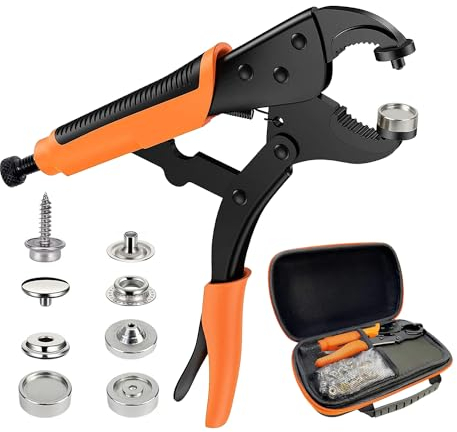Buachois Set di Pinza per Bottoni Automatici, Pinza Bottoni Automatici,Macchina per Bottoni Automatici Bottoni Automatici da 15 mm, Tenditore per Riparare Tela, Cucito, Teloni