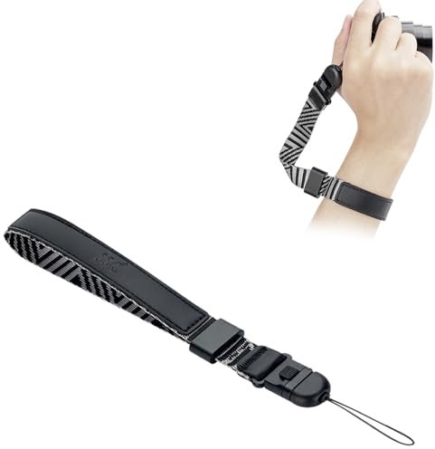 JJC Camera Hand Wrist Strap - Quick Release Buckle - Adjustable Slider for Canon Nikon Sony Fujifilm Olympus Point and Shot Cameras - Grey