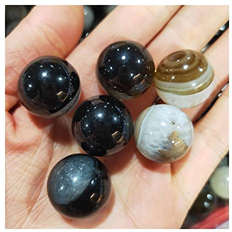 AOHRO Cristal Naturel Brut Cristal de Pierre précieuse Naturelle Boule d'agate Noire et Blanche Mini sphères Wicca esthétique Chambre décor Bouddhiste Bijoux Cadeau Pierre (Size : 10pcs)