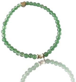 Steinfixx® - Echtes Aventurin Perlenarmband mit 925 Sternstaub Silberperle und silbernem Herz - Hochwertiges Edelsteinarmband - handgefertigt in Deutschland - Mutmacher