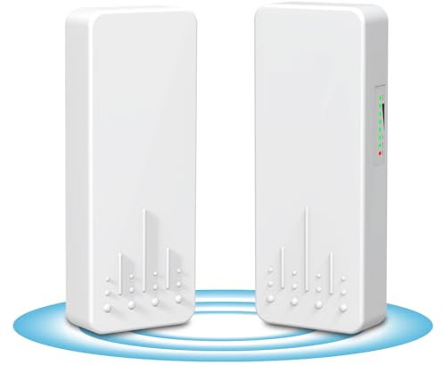 Bridge wireless per esterni, router bridge Ethernet wireless punto a punto Wi-Fi con trasmissione NICGIGA 5.8G 3KM, con 2 porte LAN RJ45 da 100 Mbps, CPE da 2 pacchetti, Plug and Play.