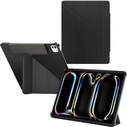 SwitchEasy Origami 2024 Hülle für iPad Pro 13 Zoll - Schutzhülle mit Stifthalter, Multi-Angle Ständer, Morandi Cover, Apple Pencil Pro Charging, Schwarz