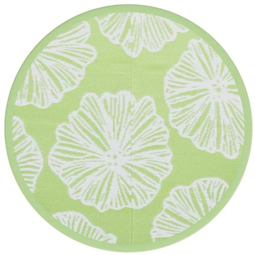 vidaXL Outdoor Teppich, Gartenteppich Rund Beidseitig, Balkonteppich Terrassenteppich UV-beständig, Teppich für Balkon Terrasse, Grün Ø120cm PP