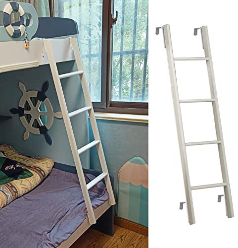 FZZIBQYR Scaletta per Letto a Castello per Dormitorio per Roulotte e Camper, Scaletta Doppia da Salita Bianca Regolabile Lunga in Metallo con Ganci, Scaletta per Letto a Castello da Camera da Letto 1