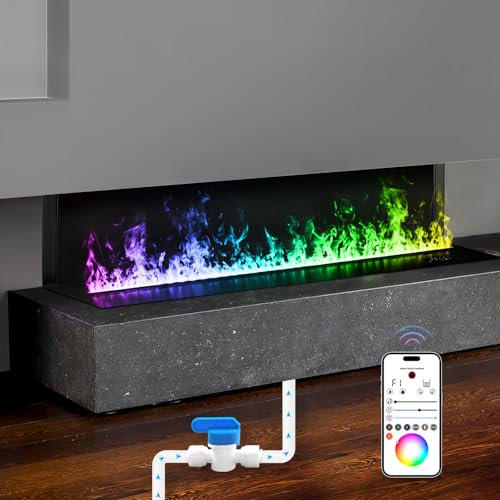 Chimenea de Vapor de Agua, Chimenea eléctrica con App/Control Remoto, 3D Multicolor, sin función de calefacción, 180 cm【Conecta al Grifo】