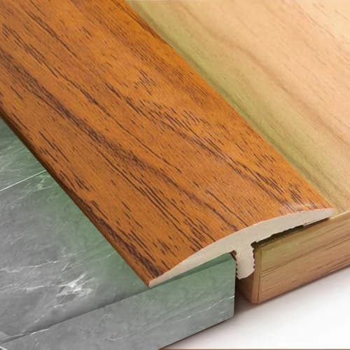 QSPNVFB 4cm T-Profil Übergangsleiste Boden Reducer, PVC Selbstklebend Türschwelle Parkett-Abdeckleiste, Ausgleichsprofil Für Laminat Fugen, Wasserdicht(Teak)