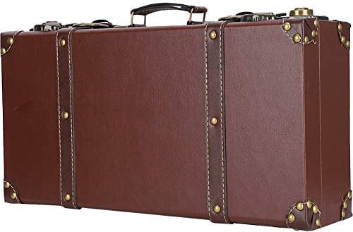 KIMISS Retro Large Vintage Vintage Suitcase Wooden Storage Box, Wood Collection Supplies, Hand Crafted Wall Decoration Suitcase, Brown Trumpet Product 1329A By Banding Wheel