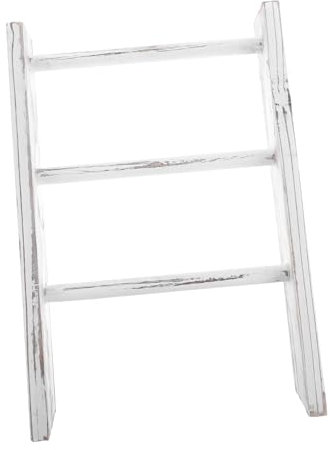 RORPOIR Mini Ladder Towel Rack for Bathroom Decor Rustic Country Style Hand Towel Stand Small Ladder Shelf Organizer for and Blankets White