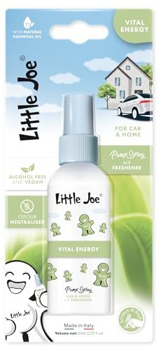 Little Joe Profumo Spray 60 ml Aroma Vital Energy con oli essenziali naturali. Senza alcool e vegano. Lunga durata. Perfetto per auto, casa e ufficio.