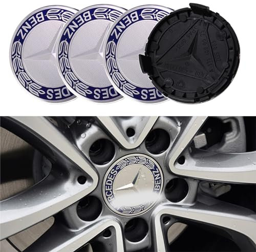 Brogtorl Nabenkappen, 4 Stück, Schwarz+Silber, ABS-Kunststoff, 75MM, Universal Fit, Schnapp, Radnabenabdeckungen