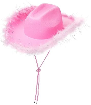 Edhomenn Cowboyhüte für Kinder, breite Krempe, Western-Cowgirl-Hut mit verstellbarem Riemen, Cowgirl-Kostüm-Zubehör (04 Rosa, Einheitsgröße)