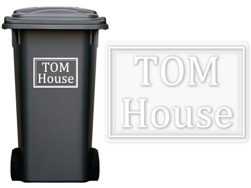 proautocss 4 x Bin Numbers for Wheelie Bins, Personalised wheelie bin stickers, Dustbin numbers stickers with House Number Street Name, Bin Labels Three Size Available 100*150mm/148*210mm/180*270mm