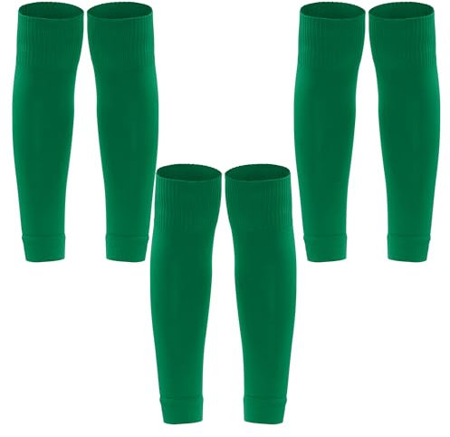 phnydreg 3 Pairs Black Leg Sleeve Socks Shin for Men Women Soccer Running Cycling, Green, One Size