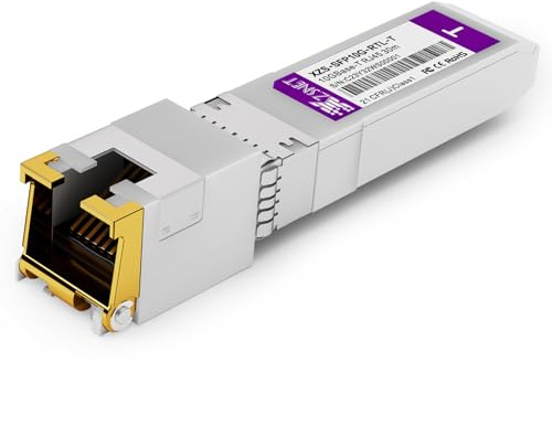 XZSNET Module SFP+ multidébit 1,25/2,5/5/10 G vers RJ45, Compatible avec Freebox Ultra/Delta, Cisco SFP-10G-T-S, Ubiquiti, MikroTik et Autres, 10GBASE-T supportant Cat.6a/7 jusqu'à 30 m, 1 pièce