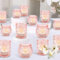 Lot de 24 photophores en verre rose pour table, décorations vintage en relief pour mariage, église, centre de table, fête d'anniversaire, maison (pilier et rond)