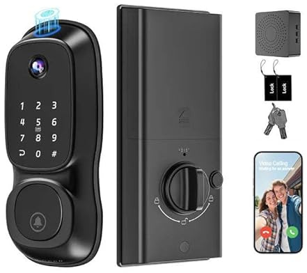 S500 Video Smart Lock, Keyless Entry Door Lock with Camera, Fingerprint Smart Lock,Touchscreen Keypad, Built-in WiFi Deadbolt for Front Door, App Remote Control, Auto Lock,Easy Installation