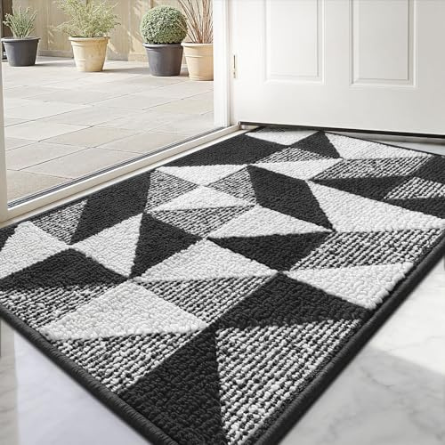 Sour Lemon Fußmatte 50x80cm – rutschfeste & Waschbare Schmutzfangmatte – Dreiecksmuster Hochsaugfähige Türmatte für Innen und Außen,Eingang & Haustür,Hund,Küche,Patio, Flur, Garten