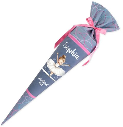 Dein Lieblingsteil Deine Schultüte aus Stoff Kuschel Velvet Wunschmotiv individualisierbar mit Wunschname personalisierbar 70 cm 85 cm – Mädchen (85 cm mit Kissen, Modell 2: Ballerina)