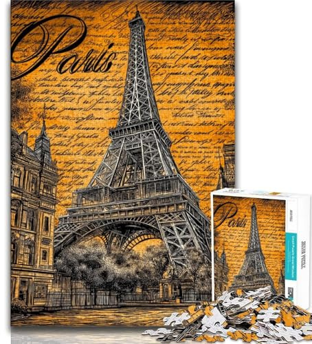 Puzzle für Erwachsene und Teenager, Puzzle „Vintage Paris Eiffelturm“, Lernspiel, Herausforderungsspielzeug, für die Heimdekoration ab 14 Jahren, 38x26cm