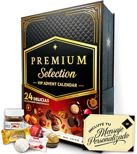 Adventskalender Premium Moments 2025 · Luxusausgabe XXL · 24 Schokoladenspezialitäten von Ferrero Rocher, Raffaello, Lindt, Nestlé · Mit personalisierter Karte und goldener Weihnachtsstern – 640 g