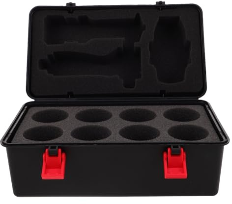 Spielzeugaufbewahrung Schwarz Kunststoff Kreiselkoffer mit Griff und Deckel | Starter Griff, mit Fächern aus Schaumstoff, für Kinder und Zubehör