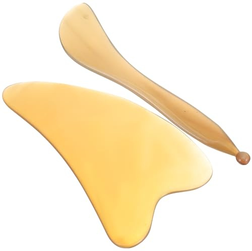 HEATSHAKING Gua Sha Massageplatte Set 2 Stück Horn Massagestab Für Gesicht Nacken Und Körper Kratzstab Zur Unterstützung Von Durchblutung Und Lymphfluss Für Zuhause Und Unterwegs
