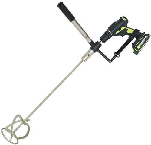 MightyPhine Cement & Concrete Mixer Drill Attachment - Heavy Duty Steel Mixing Paddle for Mortar, Grout, and Stucco - Spiral Mixing Bit for 5 Gallon Buckets - Rust Resistant Drywall Mud & Paint Mixer