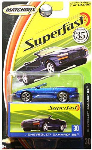 2004 Matchbox Superfast Chevrolet Camaro SS Convertible Blue #30 by Mattel