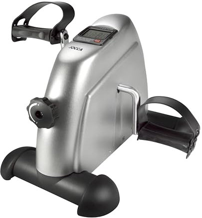 Jocca - Pedaleador Digital con Pantalla LCD, 4 kg, Ejercitador de Piernas y Brazos, 5 Funciones, Plegable, Gris