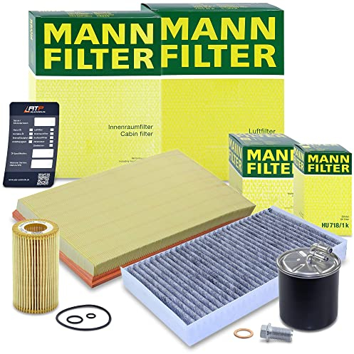MANN-FILTER Inspektionspaket Filterset 1x Ölfilter, 1x Luftfilter, 1x Innenraumfilter (Aktivkohle), 1x Kraftstofffilter Kompatibel mit MERCEDES-BENZ VIANO (W639), VITO/MIXTO (W639) (W639)