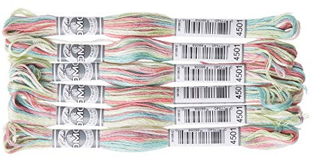 DMC 517-4501 Embroidery Floss Cotton 4501 Pink/Blue/Green 8 Metres