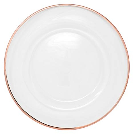 Vetro trasparente da 33 cm – Set di 4 piatti con bordo metallico Oro rosato