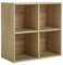 Home Source Storage Cube 4 Shelf Bookcase Wooden Display Unit, Oak Effect, 60cm