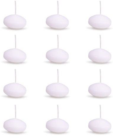 DONAU HOME Lot de 12 bougies flottantes, blanches, 2,8 x Ø 4,8 cm, durée de combustion : 4 heures, flottantes, sans parfum, bougies chauffe-plat chaudes, pour dîner, mariage, Saint-Valentin