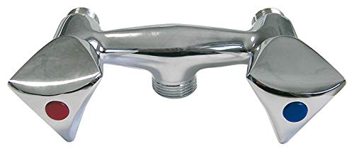 SOMATHERM FOR YOU, Mélangeur évier ou bain-douche chromé, entraxe 110mm, M15/21 et M20/27, tête à clapet 18/150, transformable, sans raccords muraux, pour eau chaude et froide