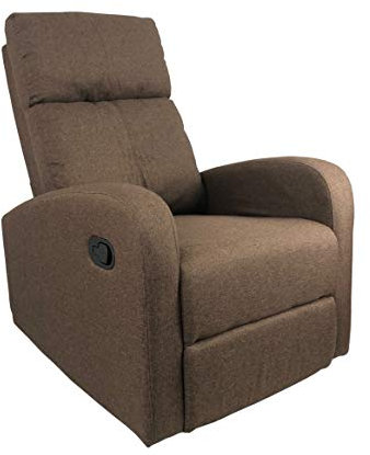 Totò Piccinni Poltrona Relax Reclinabile con Poggiapiedi Imbottita Confortevole (Manuale, Tessuto Marrone Chiaro)