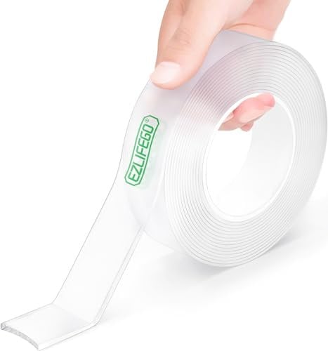 EZlifego Cinta Doble Cara Extrafuerte, Cinta Adhesivo Doble Cara Transparente, Adhesivo de Montaje para Interior y Exterior, Se Puede Usar para Pared, Decoración, Reparación, Fijación (30mm x 5Metros)