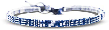 Made by Nami Boho Surfer-Armband Damen & Herren - Handmade Strand Festival Accessoires - Ethno Hippie Style - 100% Wasserfest & Verstellbar - Freundschaftsarmbänder Mädchen (Blau-Weiß H)