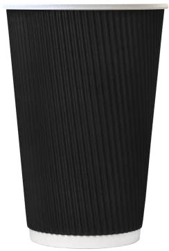 We Can Source It Ltd - 12oz Black Ripple Paper Coffee Cup - Plastic Free, Compostable and Biodegradable Cups - 500pc