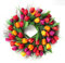Door Wreath, Artificial Flowers Tulip Wreath - Four Seasons Front Door Decor with Tulip and Green Leaves, for Front Door Living Room Wall Garden Wedding Festival Decor(45cm, Red)