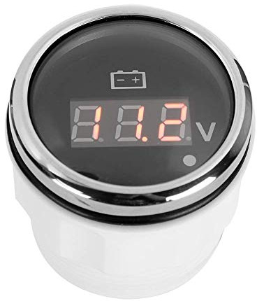 LED Battery Voltage Gauge 52MM/2in with Warning Sensor Light Replacement for Car & Boats(Black)