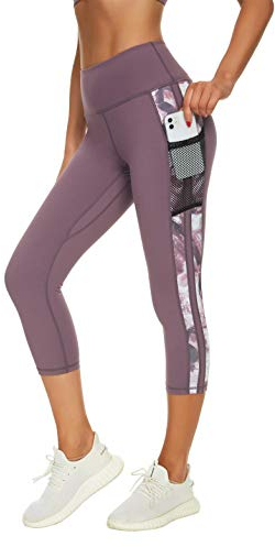 Flatik Sport Leggings Damen 3/4 Sporthose, Blickdicht Laufhose, Yogahose Fitnesshose M