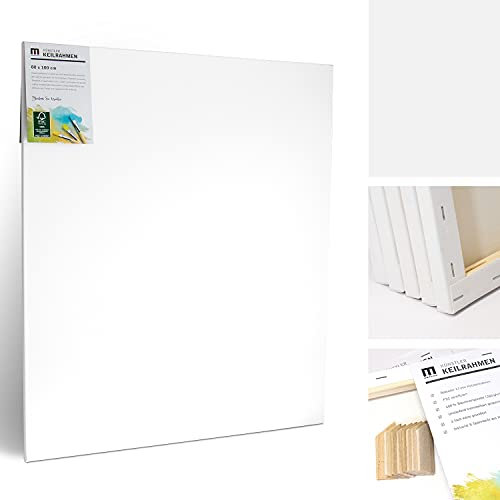 2er-Set 80x100cm Künstler-Leinwand Canvas zum Bemalen. Die leere, weiße Leinwand aus 100% Baumwolle ist umlaufend aufgespannt auf FSC® Holz-Keilrahmen mit 17mm Stärke, 280g/m², 2-fach weiß grundiert