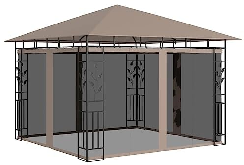 vidaXL - Pavillon mit Moskitonetz 3x3x2,73 m Taupe 180 g/m²
